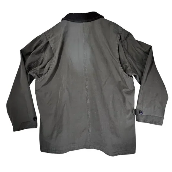 Lands End Mens Canvas XL Barn Coat Corduroy Collar Button Front Brown Tan Lined - Picture 4 of 16